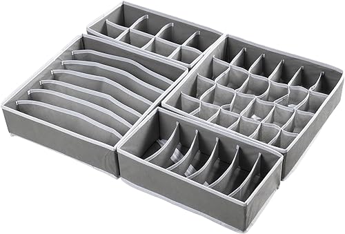 Miniatura 8 de 4 organizadores plegables de cajones de ropa interior y brasieres, divisores de cajones de ropa interior, cajones de armario de tela, divisores para
