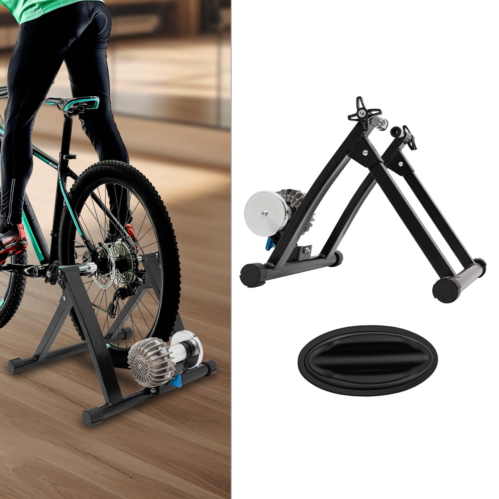 Allenatore di bicicletta,Home Trainer Bicicletta,Supporto per bicicletta D appartamento, Indoor Cycling Trainer,Acciaio ad alta resistenza,Basso Rumore,Resistenza Regolabile, Uso Casa Appartamenti