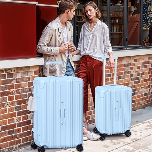 Miniatura 7 de Krute Equipaje de mano con portavasos, maletas USB de 20 pulgadas con ruedas giratorias de doble ruedas, equipaje rígido con bloqueo TSA, azul