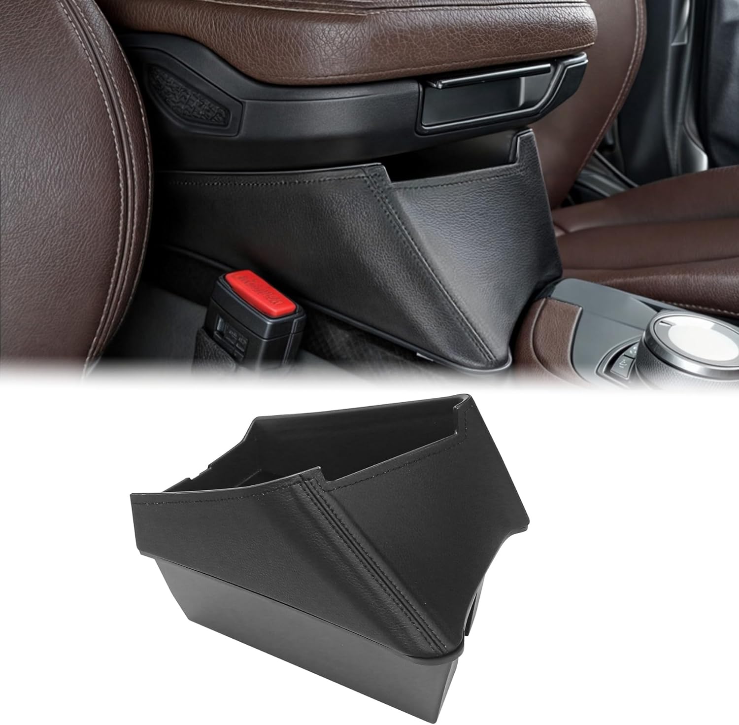 Marsrut Car Center Container Box, Armrest Storage Tray Fit for BMW X1 F48 2016-2019, for BMW X2 F47 2018 2019 Left Hand Drive (Black)