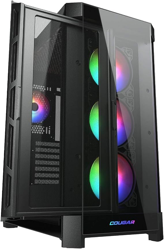 Cougar Gaming Duoface Mid Tower Case Series, Supporting 390mm Graphics Card, Incredible RGB Lighting, Two Distinct Front Panels Included, Mesh and Tempered Glass (Duoface Pro RGB - Black)