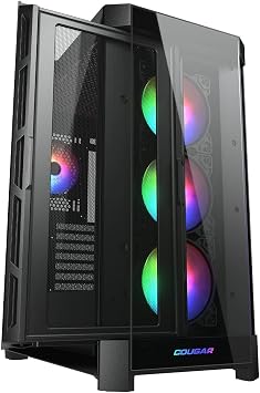 Cougar Gaming Duoface Mid Tower Case Series, Supporting 390mm Graphics Card, Incredible RGB Lighting, Two Distinct Front Panels Included, Mesh and Tempered Glass (Duoface Pro RGB - Black)