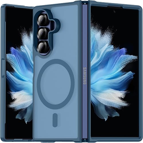Hensinple for Samsung Galaxy Z Fold 8 Ultra Case,Z Fold 8 Ultra| Z Fold 7 Case [Compatible with MagSafe] Translucent Matte Military Grade Protection Shockproof Rugged Magnetic Phone Cover(Blue)