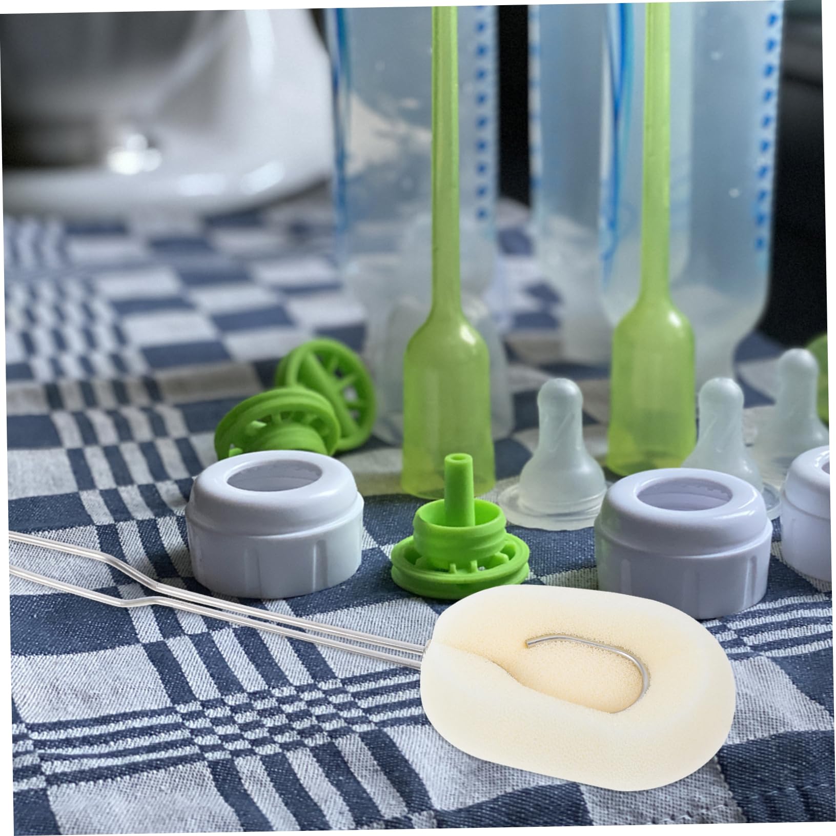 2pezzi Spazzola Acciaio Inossidabile Con Manico Per Pulizia Bottiglie e Tazze Design Ergonomico Per Raggiungere Ogni Angolo Per Bottiglie Per Bicchieri Colore Bianco