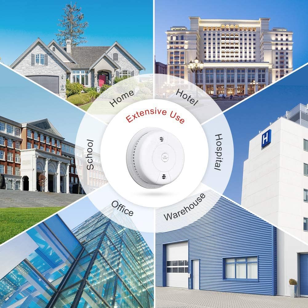 Combination Smoke and Carbon Monoxide Detector Alarm, GLBSUNION Beeps Warning Smoke and CO Alarms for Basements Travel Home Office House Bedroom Car, Battery Operated,Comply with UL 217/2034, 1-Pack - - 