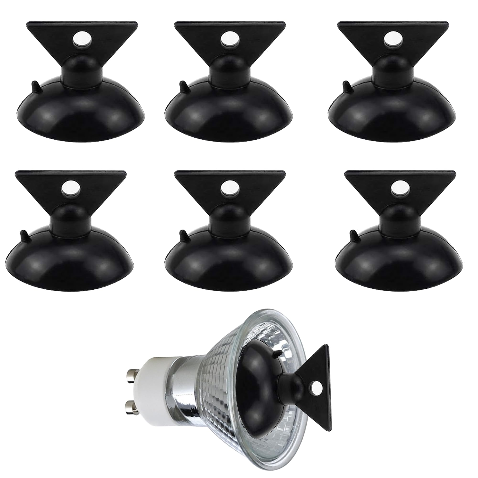 6PCS GU10 Black Suction Cups Light Bulb Removal Tool & Changer Sucker for High Ceilings Window Replacement Kit 35mm