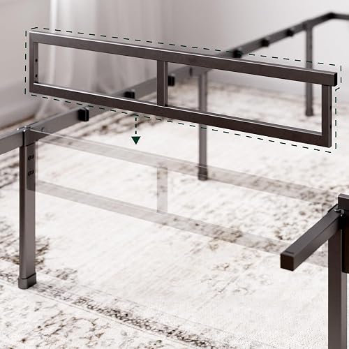 Zinus Justin Lit Double 140x190 cm avec Lattes en Métal - Cadre de Lit 2 Places en Acier Robuste - Rangement sous Le Lit - Montage Facile - Noir - 7