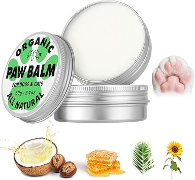 Dog Paw Balm & Nose Balm 2.1oz , Lick-Safe | All-Natural Dog & Cat Paw Protector Soother with Organic Coconut Oil for dog Dry and Cracked Paws, Nose, Elbows for Hot Pavement & Winter Protection