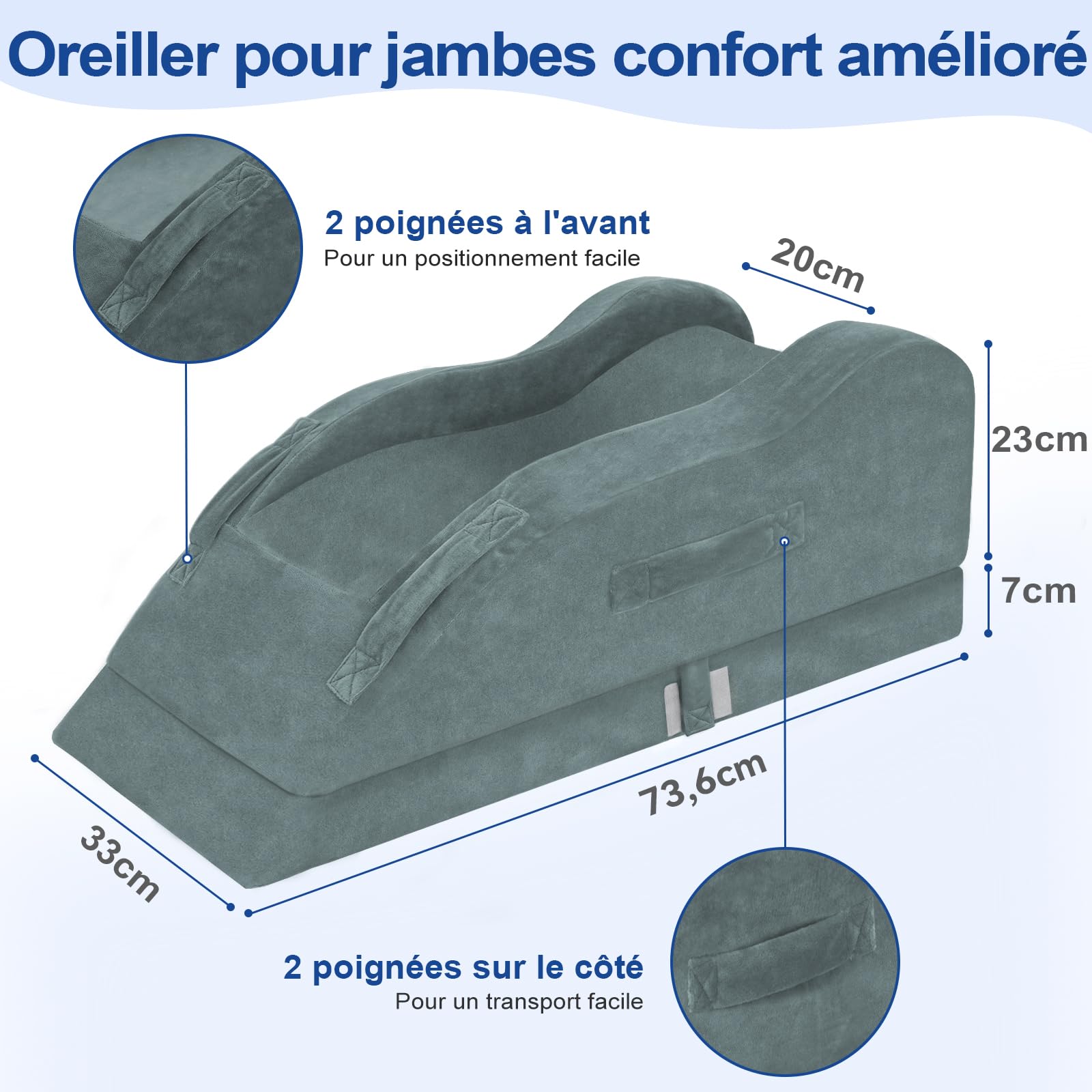 KingPavonini Coussin surélevé réglable Post-opératoire, Courbe Ergonomique Maintient Le Genou Droit, Mousse mémoire Forme, améliore Circulation, réduit gonflements et douleurs (Jambe Unique)