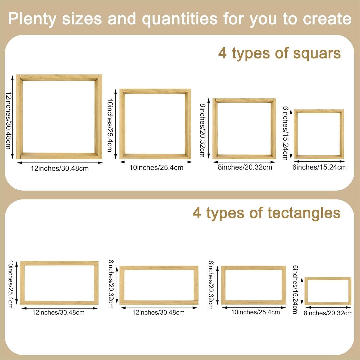 SPRFAIRY 16PCS Needlepoint Stretcher Bars for Needlework 6 8 10 12 Inch Wooden Canvas Stretcher Bars with 50 Thumb Tacks 4 Size Needlepoint Embroidery Stitch Frame Set for Crafts Art