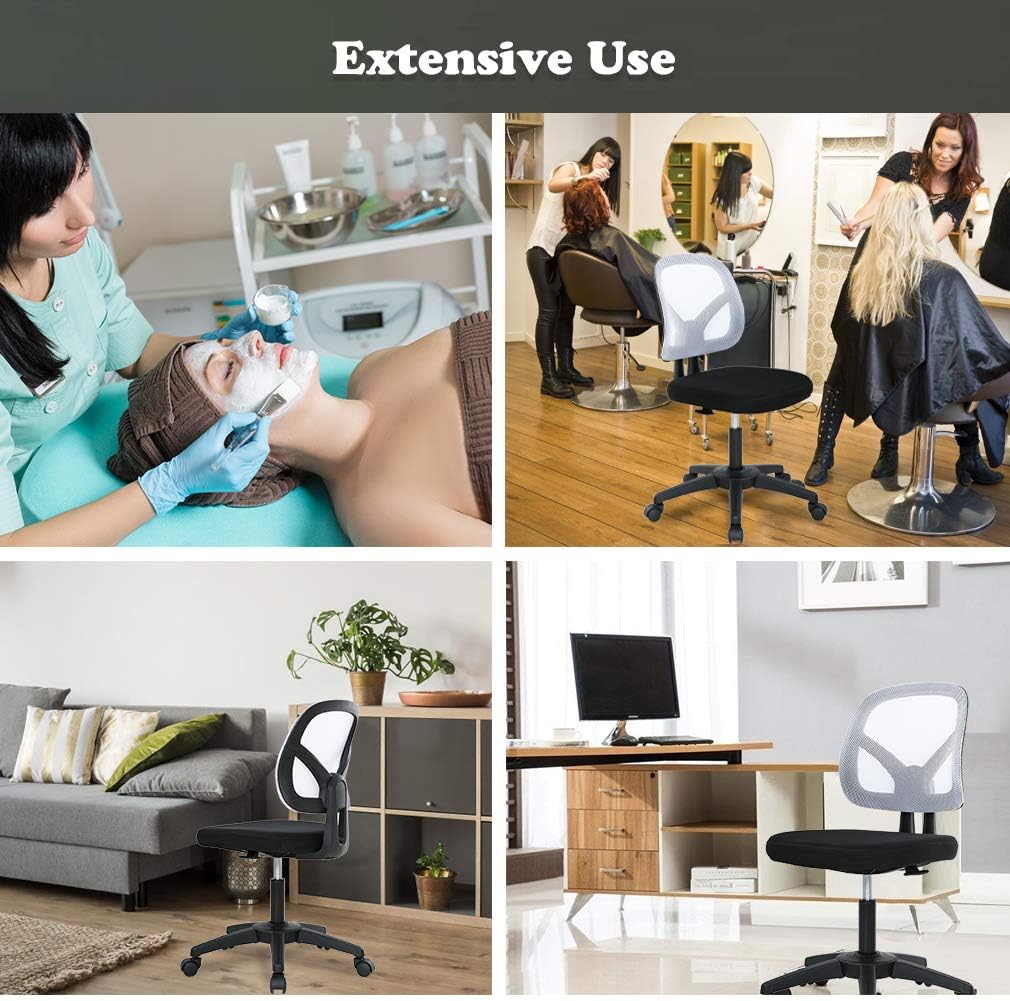 Home Office Chair Ergonomic Mesh Computer Chair Rolling Adjustable Desk Chair with Lumbar Support Swivel Cute Task Chair for Adults Women Girls(White)