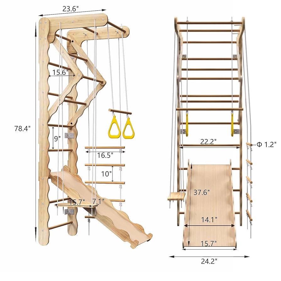 Amazon.com: 7 in 1 Wooden Climbing Toy Set for Kids, Indoor