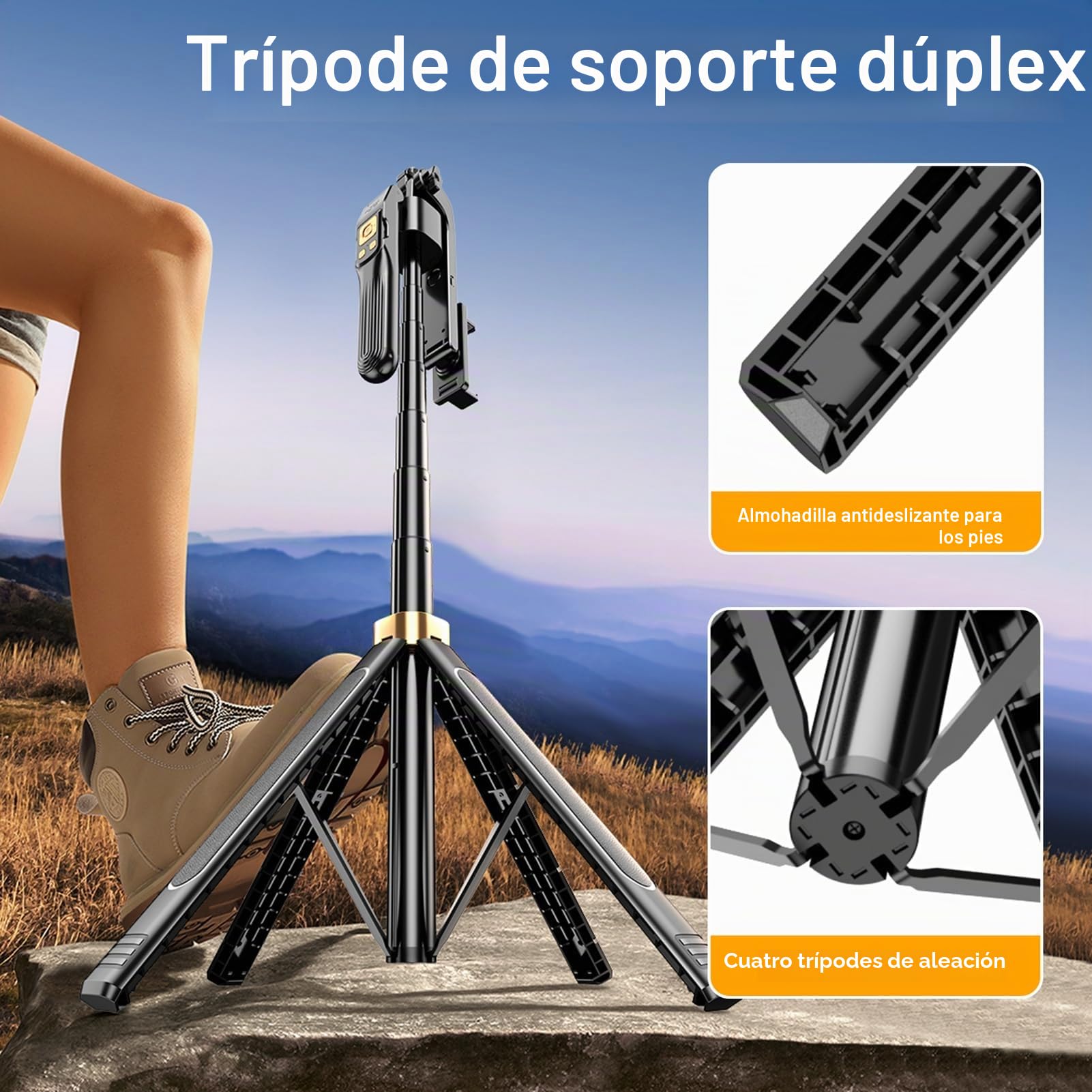 Andoer Trípode para selfie con seguimiento facial automático, 180 cm, trípode para teléfono móvil con tornillo de 1/4 pulgadas, disparador remoto, control de gestos para selfie, transmisión en vivo,
