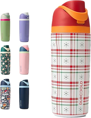 Miniatura 13 de DLOCCOLD Botella de agua aislada de acero inoxidable con popote para deportes, viajes y escuela, botella de agua deportiva de 16 onzas, termo a