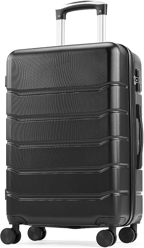 OLIXIS Equipaje de mano de 20 pulgadas, valija rígida con ruedas giratorias, equipaje de viaje ligero de ABS rígido, cerradura aprobada por la TSA, valija pequeña expandible para negocios y viajes, color negro