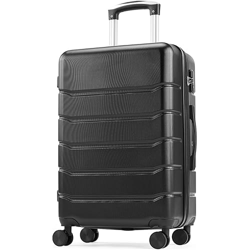 OLIXIS Central Hardside Expandable Luggage with Spinner Wheels, Black, 20 in