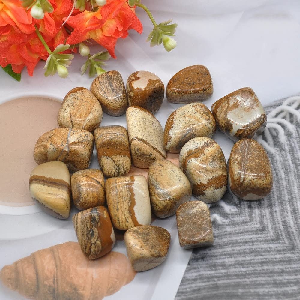 ⬛︎【１点もの】ピクチャージャスパー　天然石　ブックスタイル　自然風景模様　台座付 台座つき❣️高さ11cm デンドリみたいな模様のピクチャー