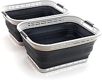 Vista 14 de SAMMART Cesta plegable de plástico para la ropa sucia de 42L (11 galones), contenedor de almacenamiento plegable y organizador, tina de lavado