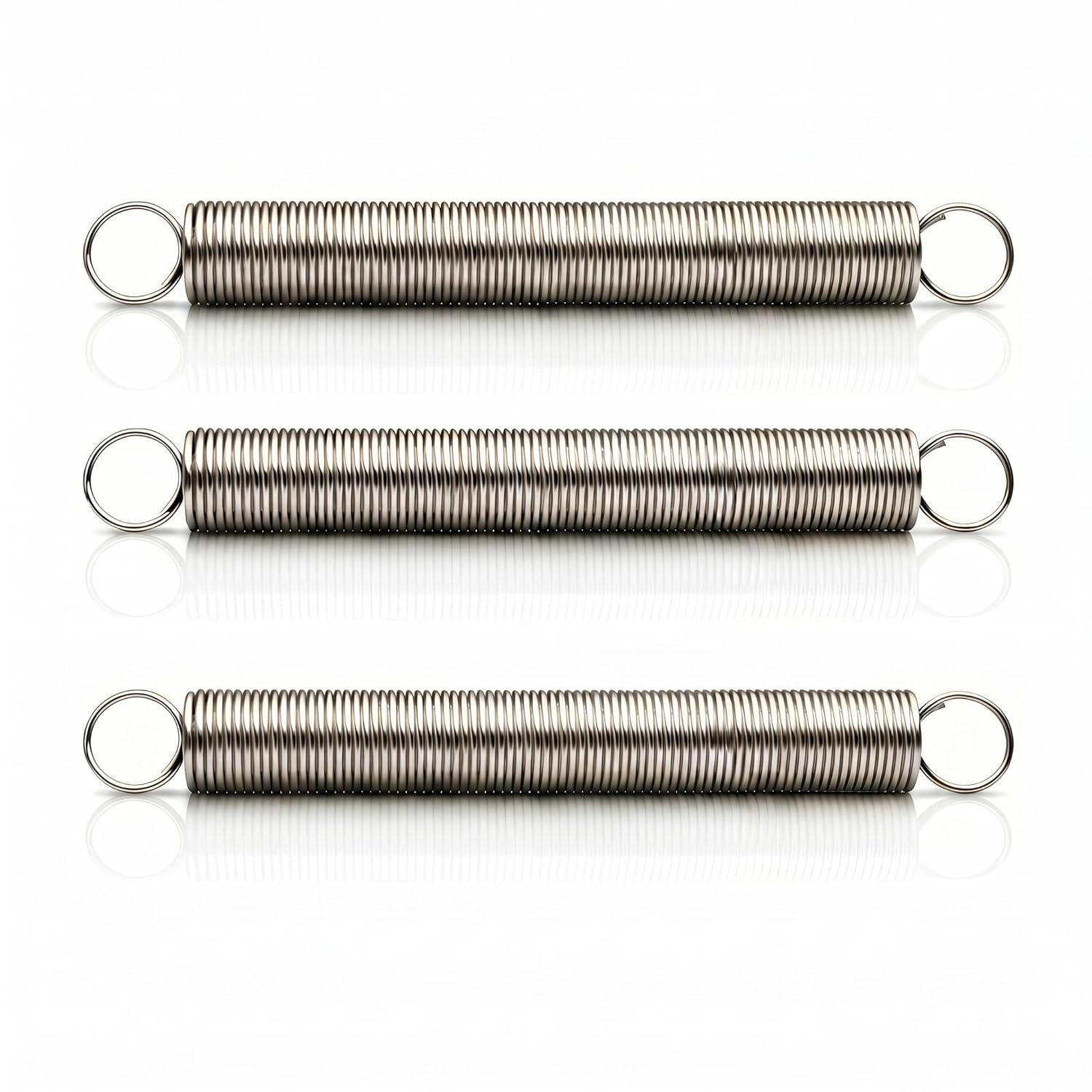 9621 Extension Spring，Spring Steel Construction, Nickel-Plated Finish, Closed Single Loop ，3-Pack