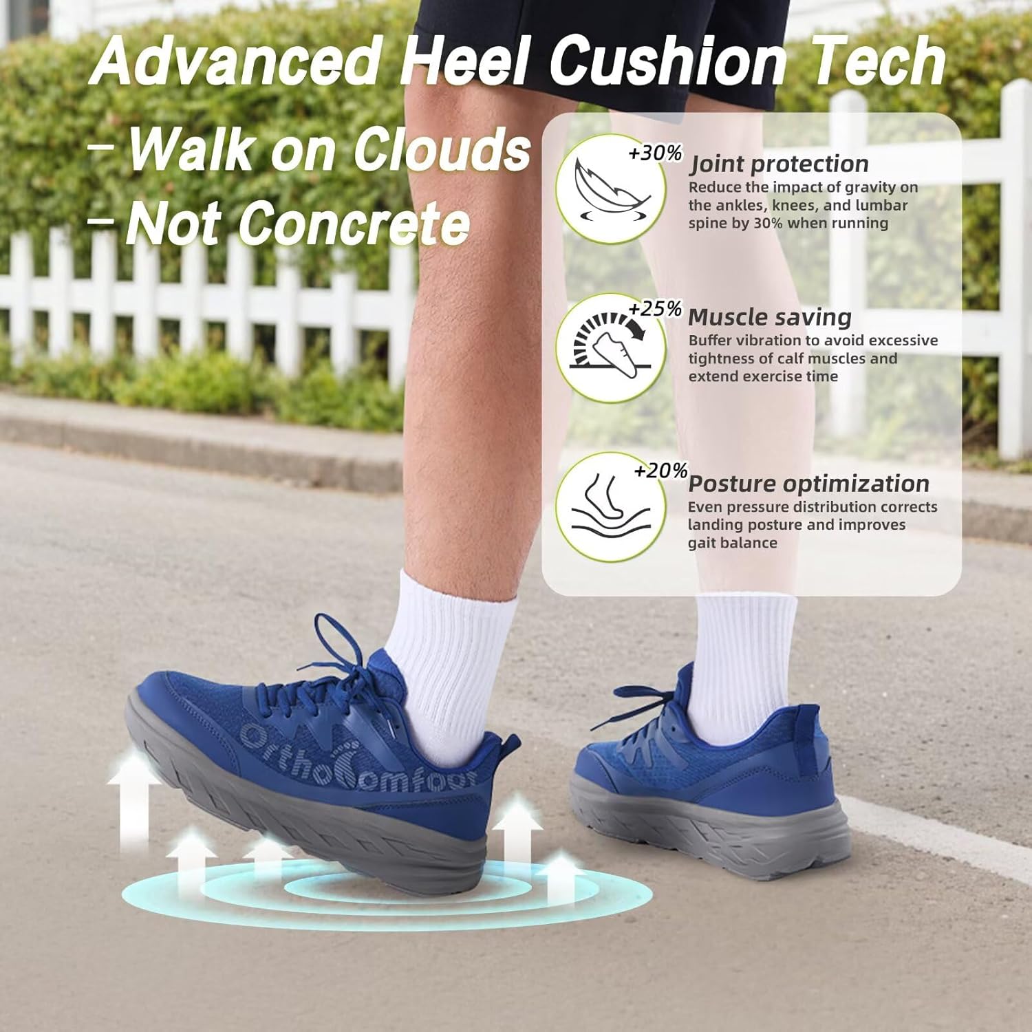 Men's Orthopedic Diabetic Wide Walking Shoes: Wide Toe Box Comfortable Arch Support Plantar Fasciitis Running Sports Sneakers, Casual Flat Feet Swollen Feet Shoes for Foot and Heel Pain Relief - Image 7