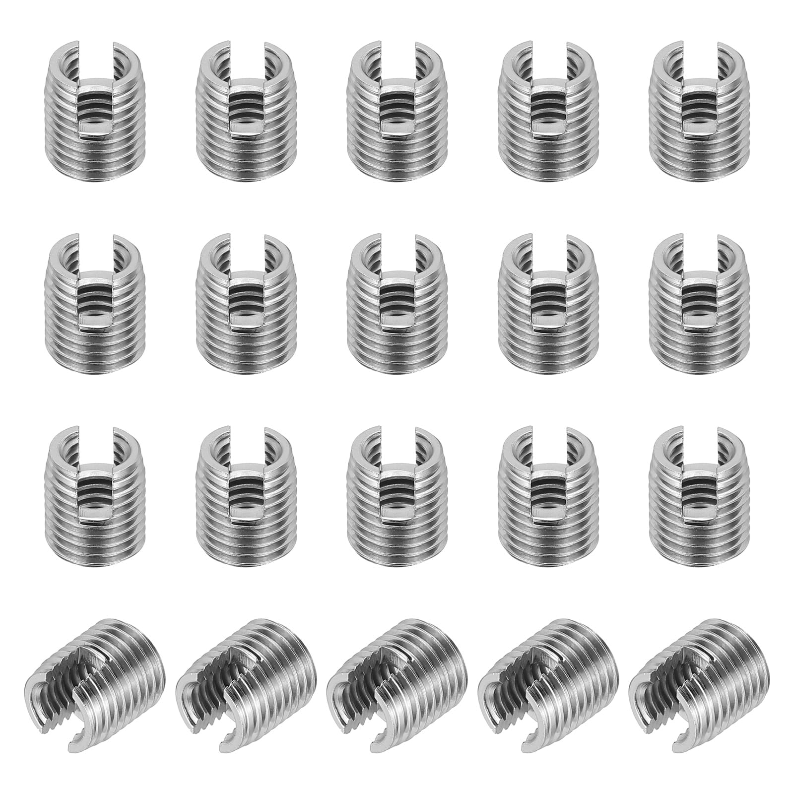TOP-VIGOR 20 Pcs M6 x M9 x 10mm Stainless Steel Self-Tapping Threaded Inserts - Solid Repair Sleeves for Plastic, Aluminium & Wood