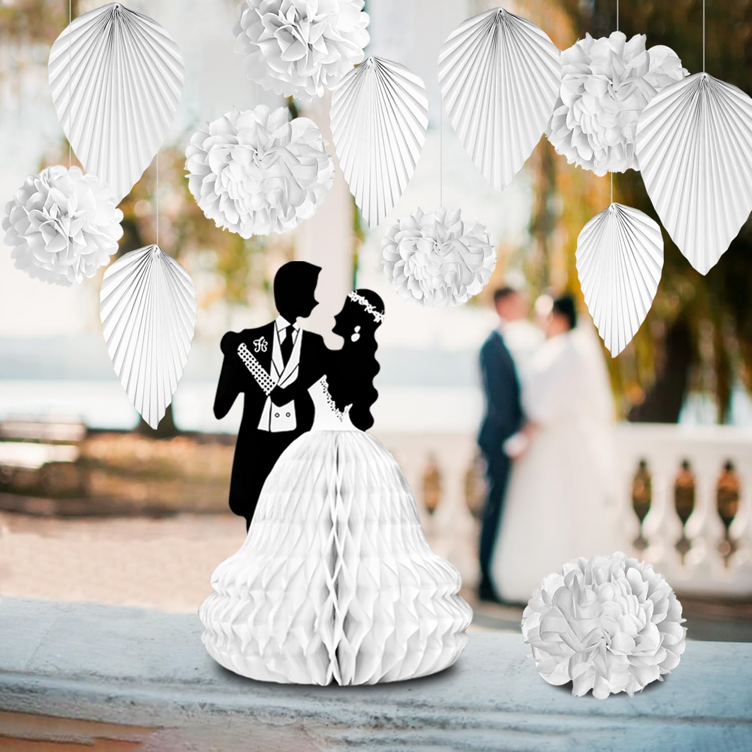 YBwanli pompones blancos decoración de la boda