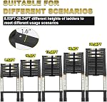 RIKADE Échelle télescopique, 8.5FT Échelle télescopique en aluminium avec pieds antidérapants, échelle portative pour le travail ménager et extérieur,330lb Capacité noire