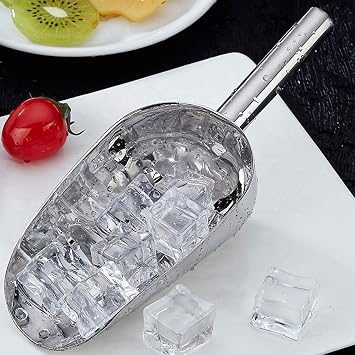 Ice Scoop Sweet Scoops Stainless Steel Food Scoop Trapezoid Shape All Purpose Scoop for Flour Bar Barbecue Ice Bucket Kitchen Buffet Party Wedding Supermarket Drink Shop