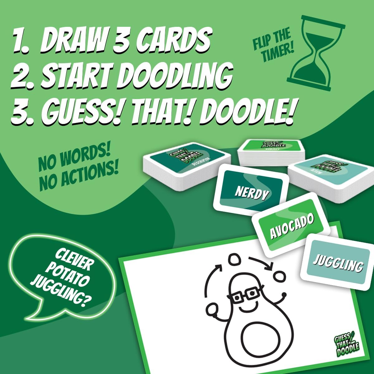 Guess That Doodle Funny Drawing Party Game for Family and Friends 2-12 Players Age 8+