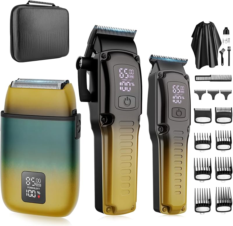 Kit Zesuti com Máquina de Corte, Aparador de Barba e Barbeador Elétrico, Modelo Zesuti-977-Gradual Yellow