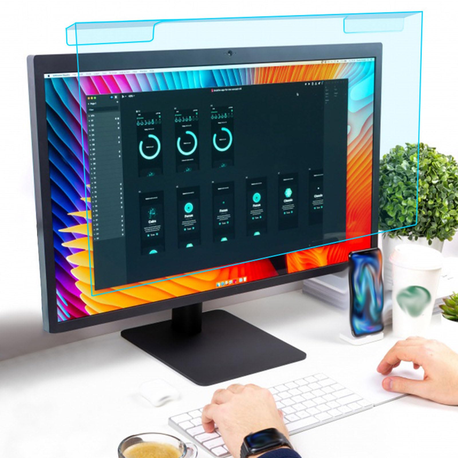 Filtro Anti Luce Blu Premium,12 - 27 Pollici Anti Luce Blu Proteggi Schermo,facile da accendere e spegnere e acrilico rimovibile,protezione anti-luce blu e antiriflesso,anti-uv,per Computer/Monitor