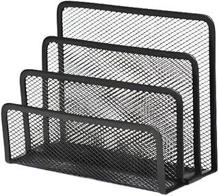 East Leaf レターラック レタースタンド 書類 手紙 収納 卓上 ラック デスク 整理 メッシュ オフィス 黒 1個