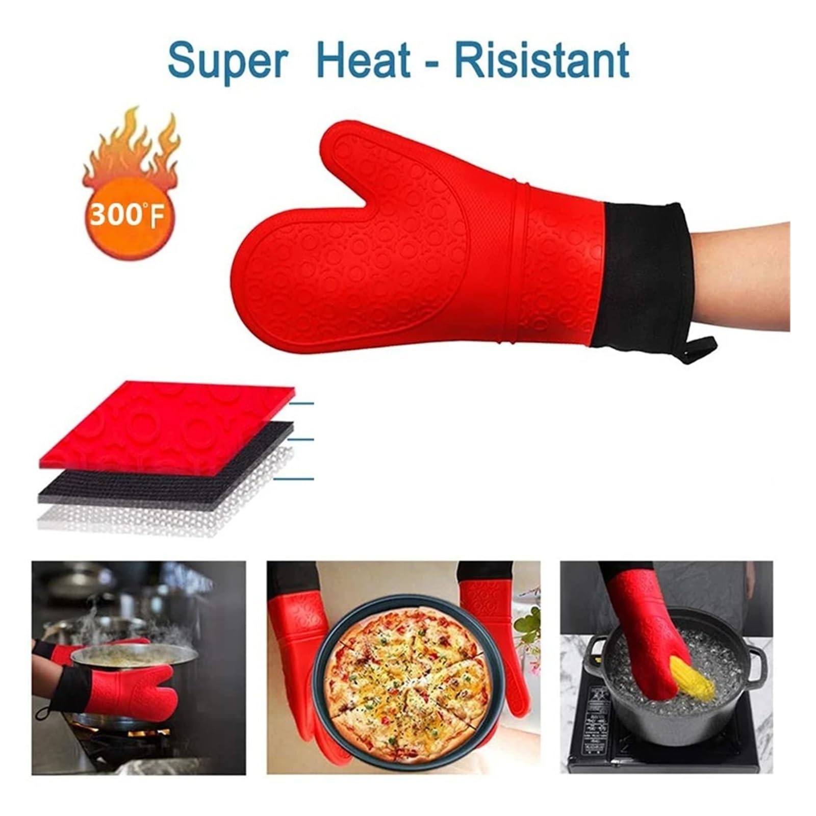 1/2 Guantes Profesionales for Horno para Asar, Cocinar