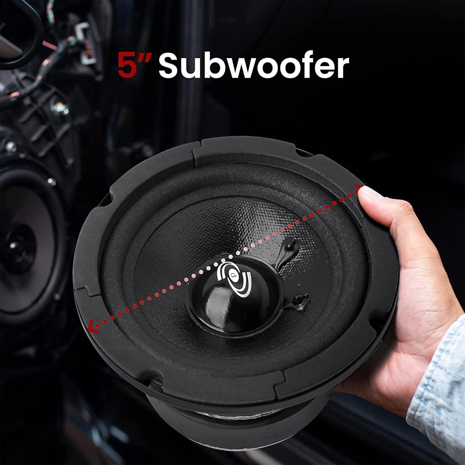 Pyle 5'' 200W 8 Ohms Mid Bass Mid Range Car Speaker Woofer Driver w/ 450Hz to 7kHz Frequency Response, 92dB Sensitivity, & Magnet Structure, (2 Pack)