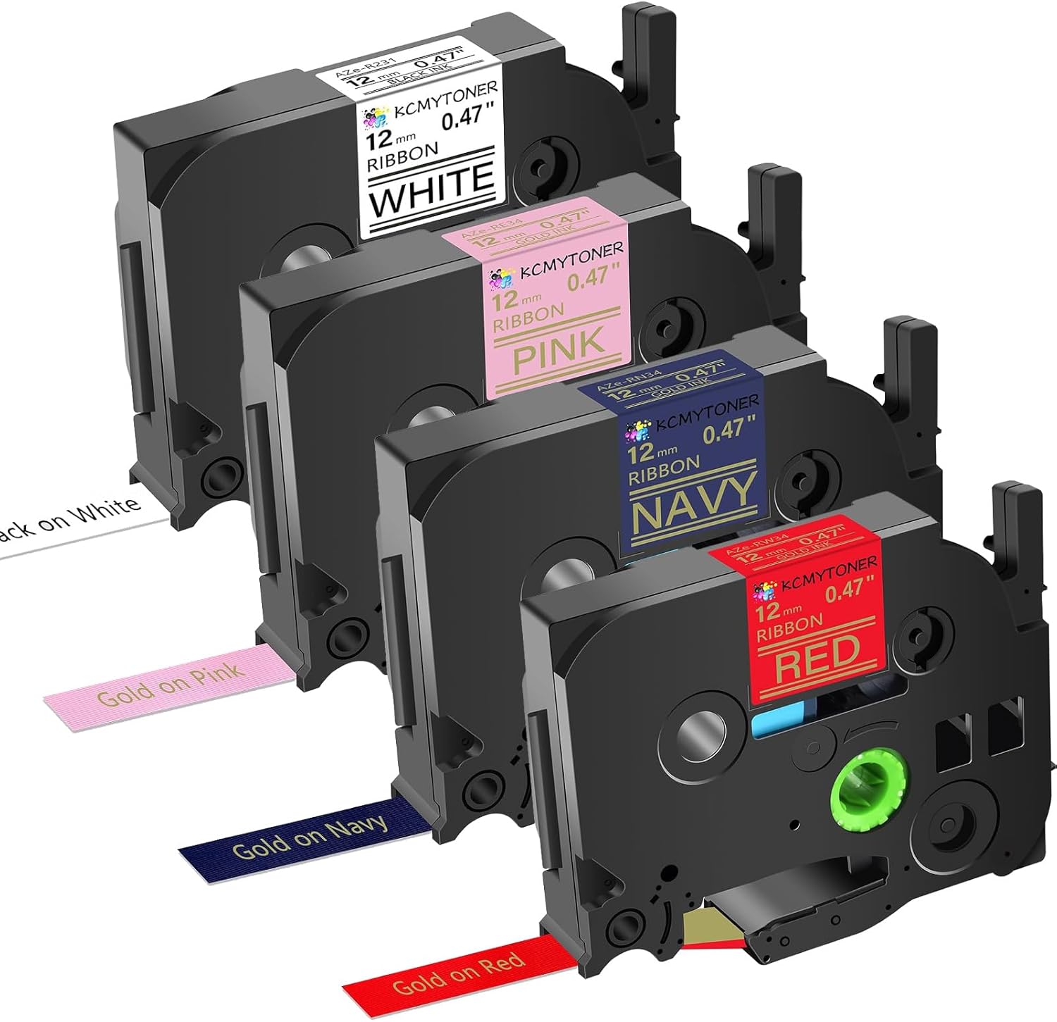 Compatible for Brother P-Touch Ribbon Refills TZe-RW34 TZe-RN34 TZe-RE34 TZe-R231 Satin Ribbon Label 1/2" 12mm for Embellish Ribbon & Tape Printer PT-D215e PT-D210 D400 D600 H100, 4-Pack