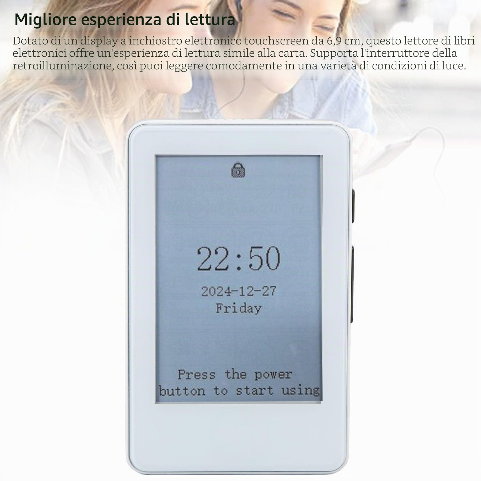 E -book Reader, Schermo a Inchiostro da 2,7 Pollici Compact Lettore di Libri Elettrici Leggeri, Lettore di Libri Elettronici Portatile Bluetooth MP3 Player, Espansione della