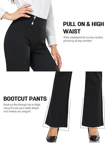 Miniatura 4 de Tapata Pantalones de vestir para mujer de 28, 30, 32 y 34 pulgadas, cintura alta, elásticos, corte de bota, pantalones altos, pequeños y regulares,