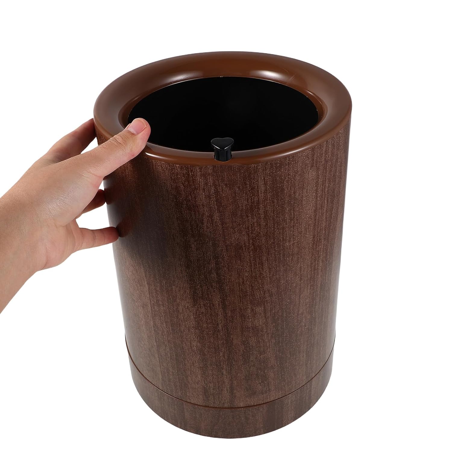 DECHOUS Wood Grain Trash Can with Wheels 9l Plastic Waste Bin with Inner Bucket for Kitchen Bedroom Bathroom Office Use