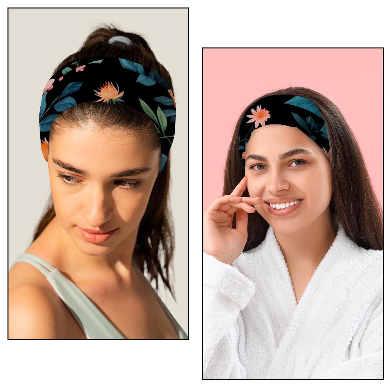 Lot de 6 bandeaux à fleurs et feuilles vertes pour femme, tendance pour un usage quotidien, le sport, le yoga, la course à pied