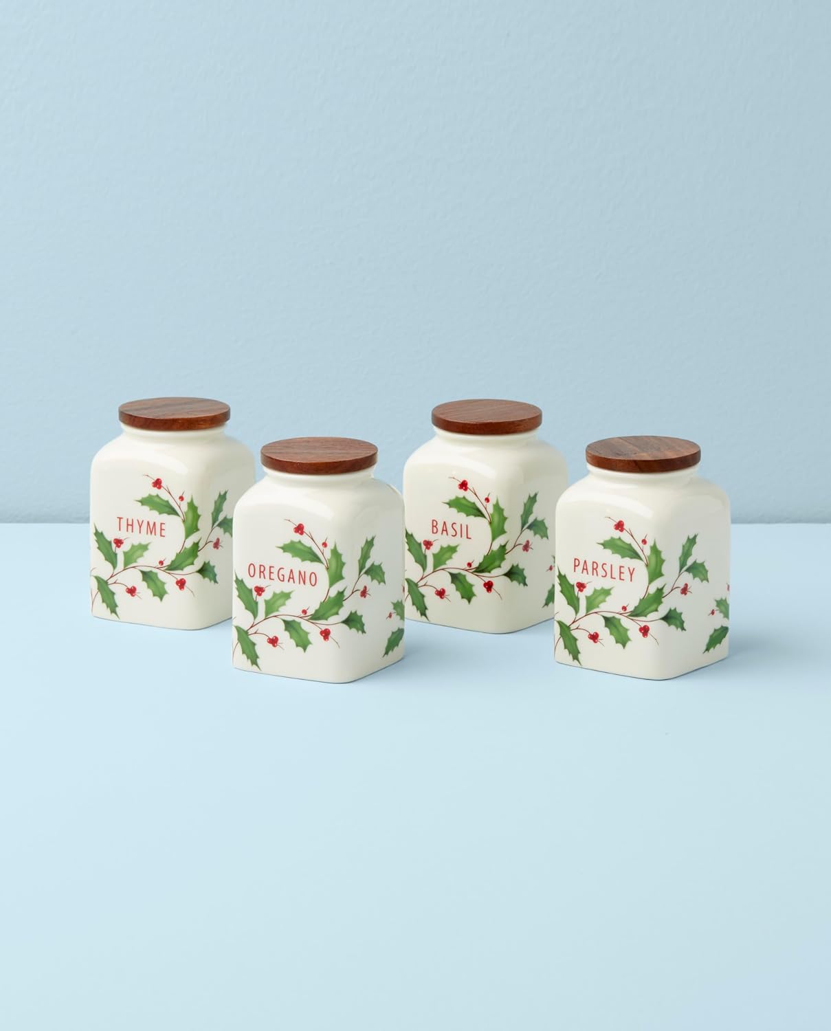 Lenox 895049 Holiday Cooking Spice Jars, Set of 4, Christmas Theme