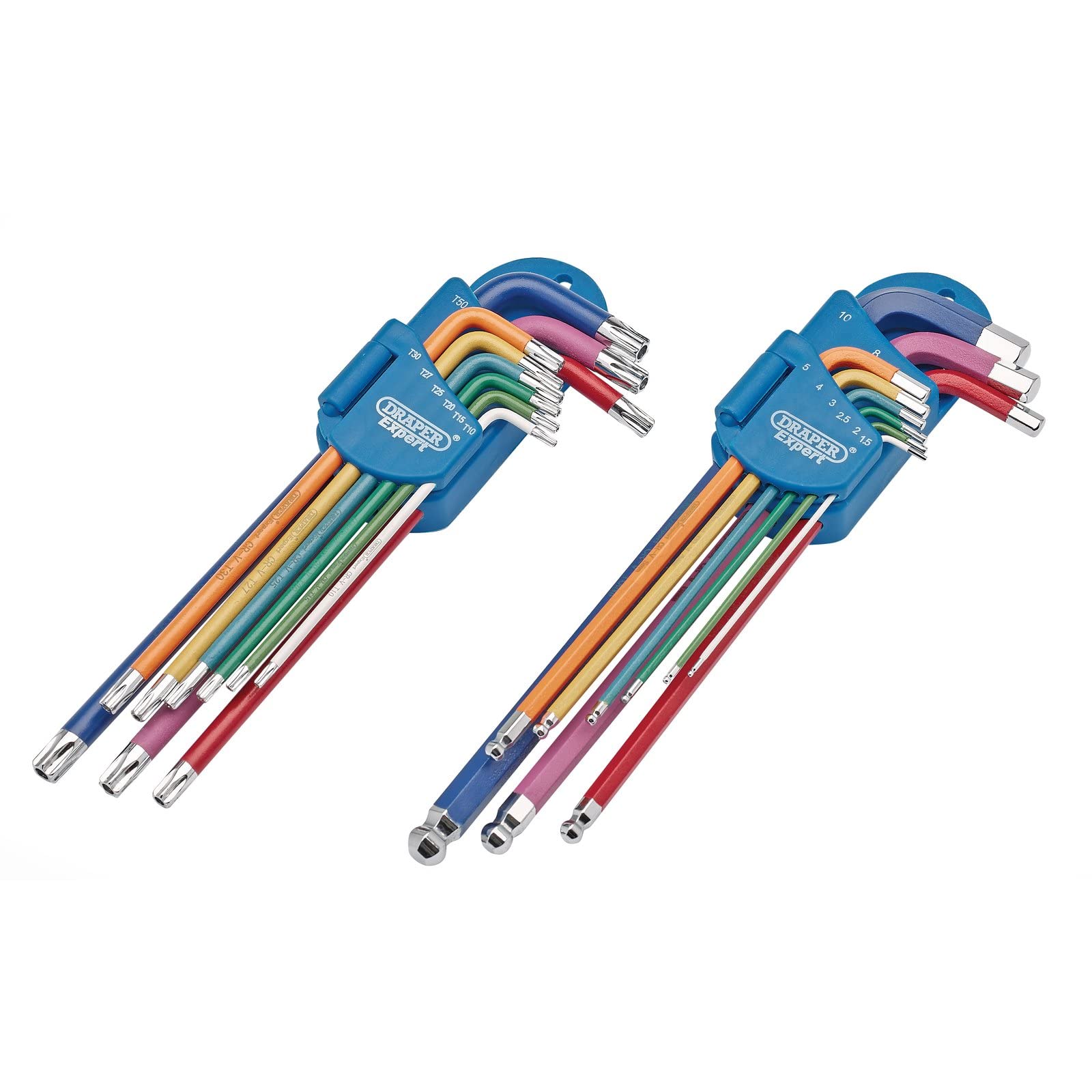 Draper 04776 Expert Metric Long Arm TX-Star® and Hex Key Set, Colour Coded (18 Piece) , Green