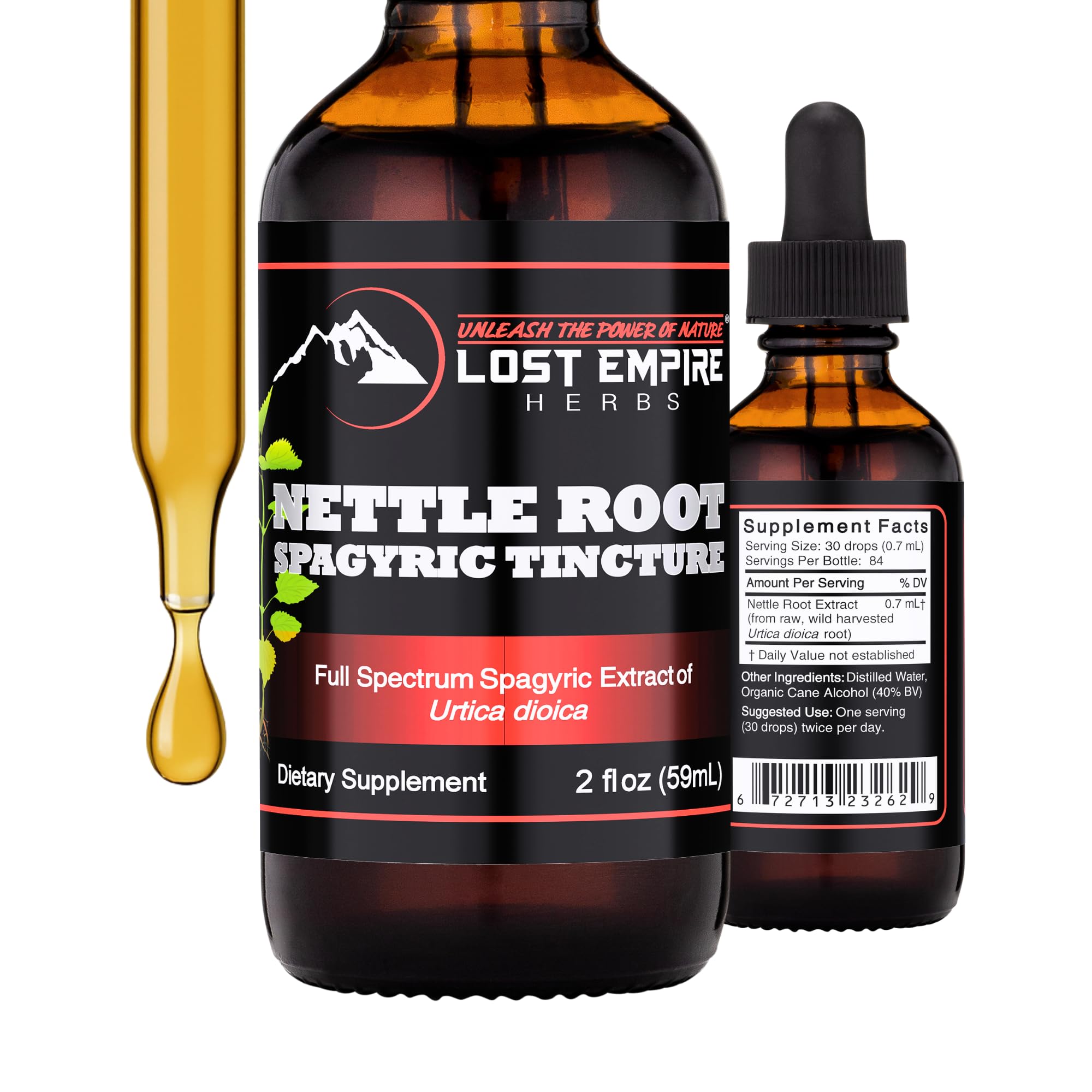 Nettle Root Extract Spagyric Tincture (2 fl oz) - Wild Harvested from Supplement for Men, Urinary Function, BPH, Hair Loss - 3rd Party Lab Tested
