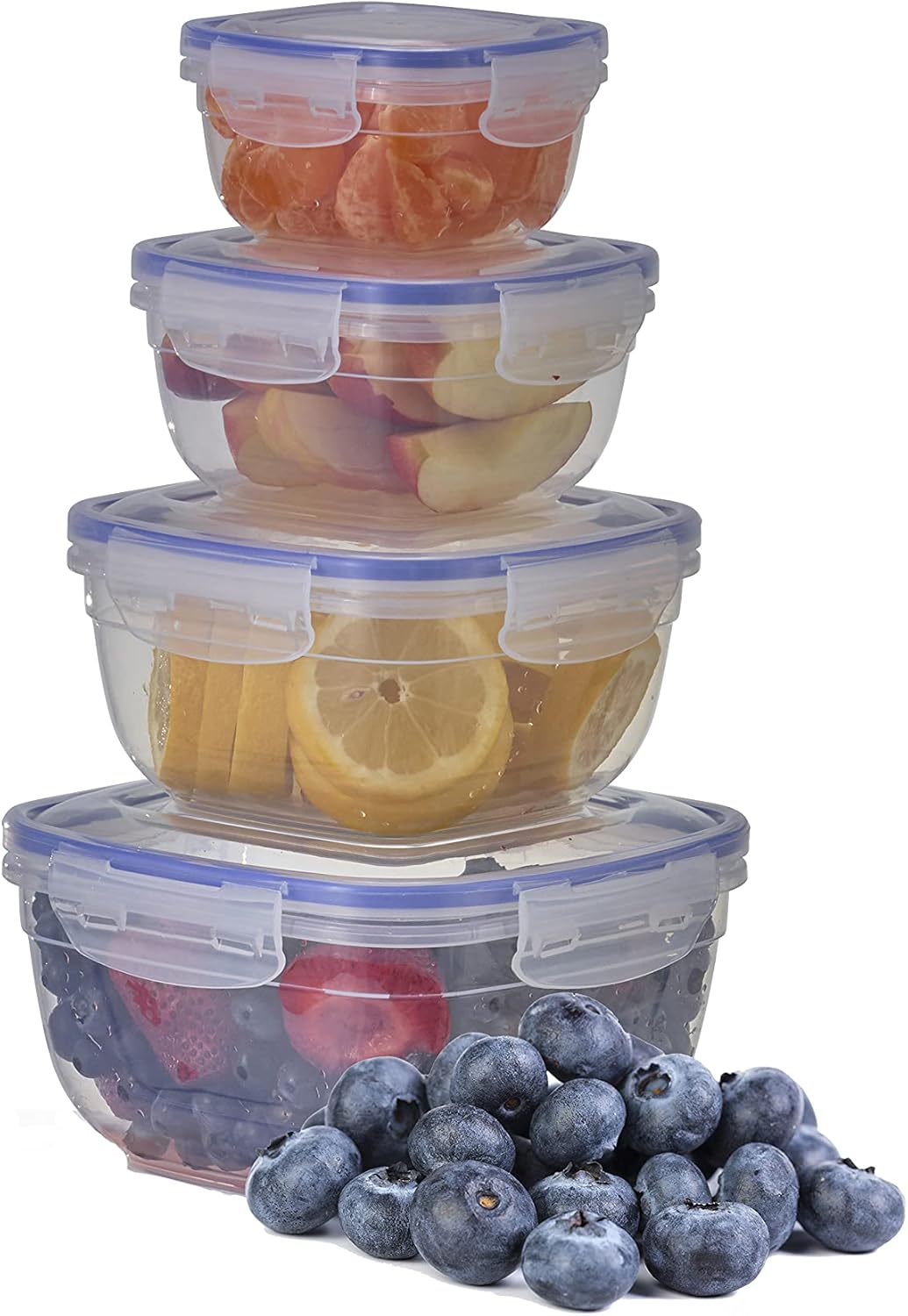Superio Sealed Plastic Food Storage Container - Airtight, Leakproof Meal Prep Containers with Easy Snap Lid- Microwave and Freezer Safe- Square