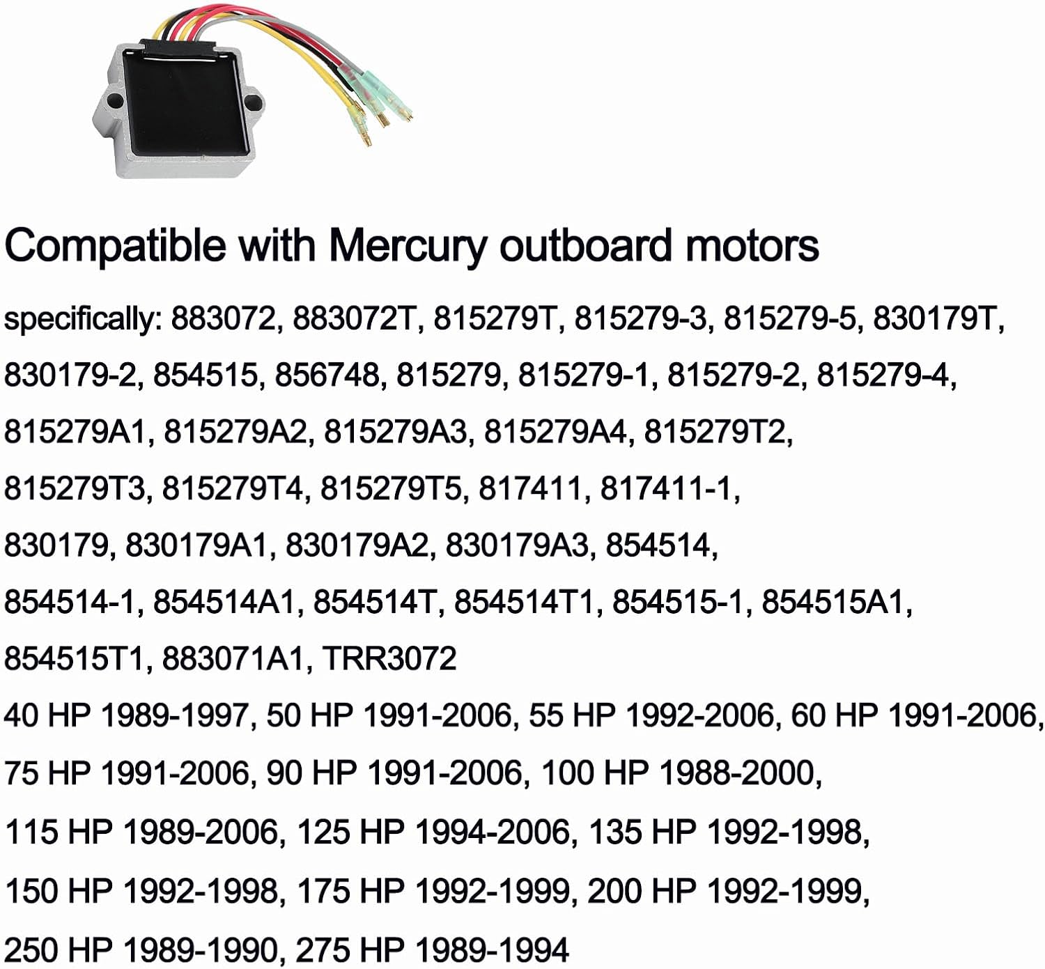 815279T Regulator Rectifier Compatible with Mercury Outboard Motors, 40HP 50HP 55HP 60HP 75HP 90HP 100HP 115HP 125HP 135HP 150HP 854515 815279-3 Outboard Parts, Voltage Regulator