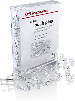 Office Depot Pushpins, Round, 1/2in., Clear, Pack of 200, 10207
