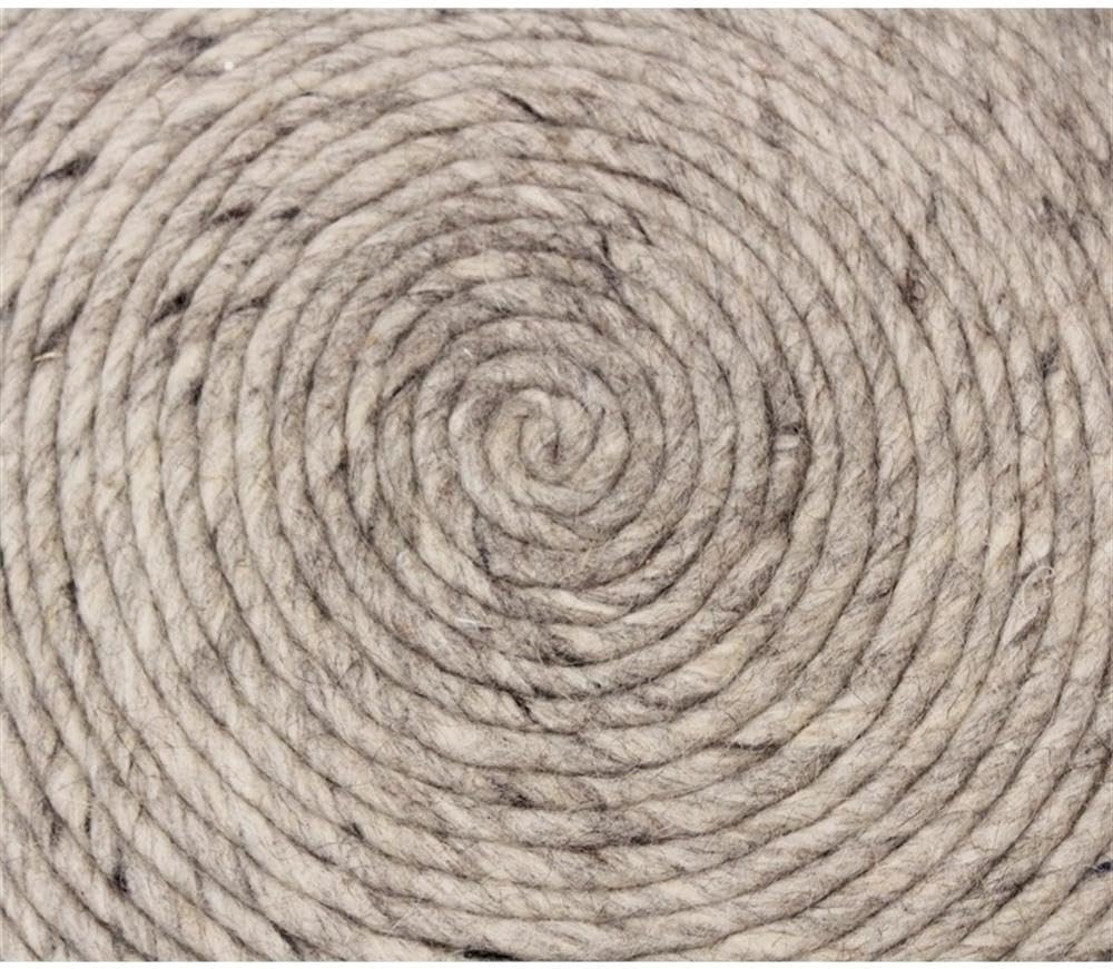 Pemberly Row Modern Round Pouf, 20x20x14 in, Hand-Woven Silver Wool with Polyester Filling, Lightweight Contemporary Ottoman for Living Room or Bedroom
