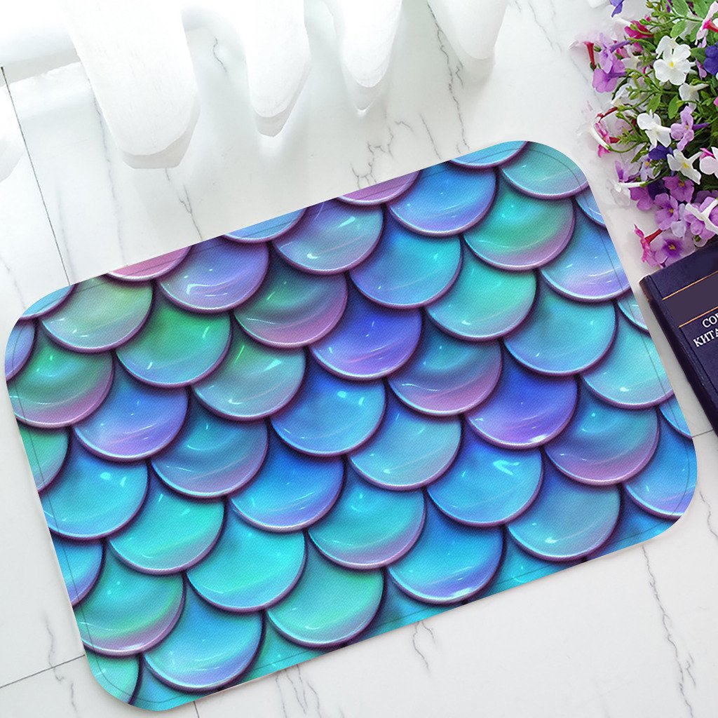 GOSNF Custom Fish Scales Purple Blue Non-Slip Door Mats Indoor Bathroom Kitchen Decor Rug Mat Welcome Doormat 23.6 x 15.7 Inches