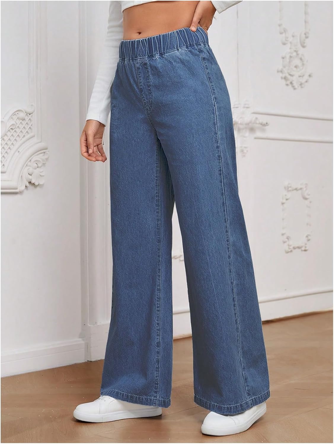 GORGLITTER Women's Baggy Jeans Wide Leg Elastic High Wasited Casual Denim Fall Trendy 2025 Track Pants - Image 4