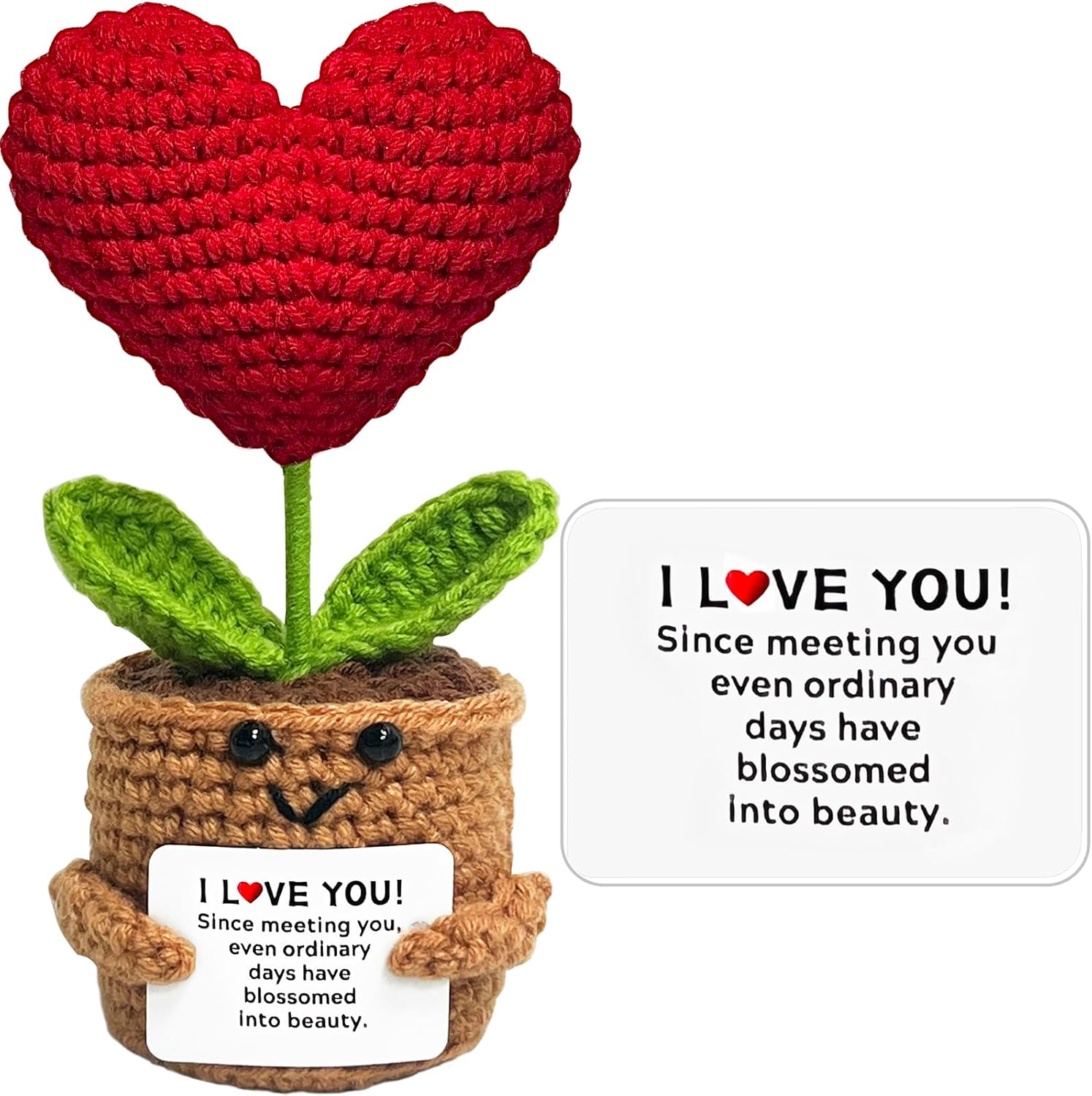 Gift for Her Wife Girlfriend, I Love You Positive Crochet Flower, Anniversary Birthday Gift for Wife Husband Mom Best Friend Coworker, Emotional Support Gifts for Men Women