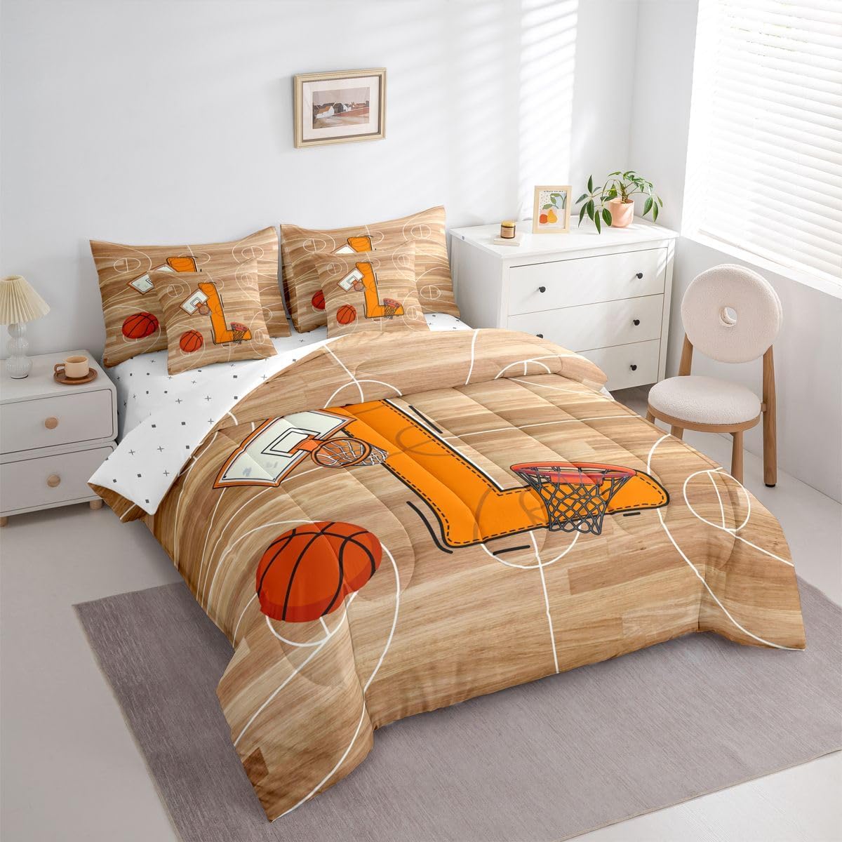 jejeloiu Basketball Full 7 Pieces Comforter Set with Sheets for Boys Girls image 3